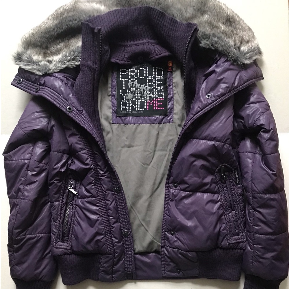 Khujo Women’s SZ S Purple Coat With Faux Collar